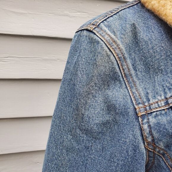 Vintage 90s y2k JLC Bratz Blue Jean Denim Faux Fur Collar Trucker Jacket Woman M - Picture 8 of 8